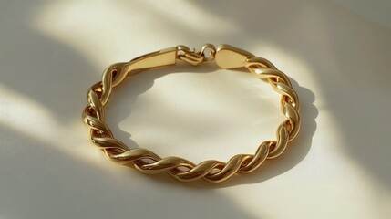 Elegant Gold Bracelet on Soft Background with Natural Light Play