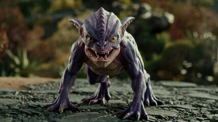 Obraz premium Ferocious Purple Creature with Sharp Claws