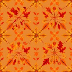 Fototapeta premium Autumn Leaves Pattern: A warm, inviting design with autumn leaves forming a beautiful, repeating pattern. It features a variety of leaf shapes and shades, creating a rich and textured look.