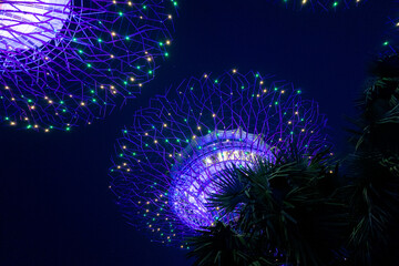 GARDENS BY THE BAY AT NIGHT IN SINGAPORE