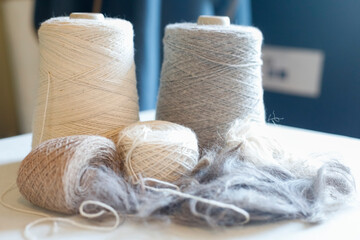 Millbrook, New York. USA. Alpaca wool made into yarn
