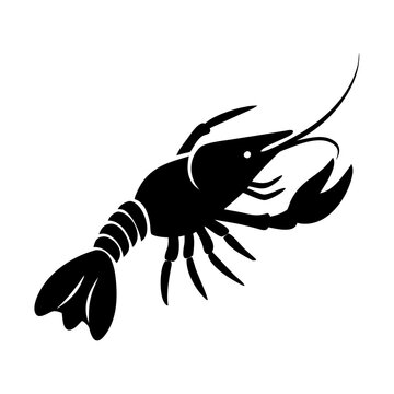 Create a Lobster silhouette icon using black, clean and smooth on a white background.