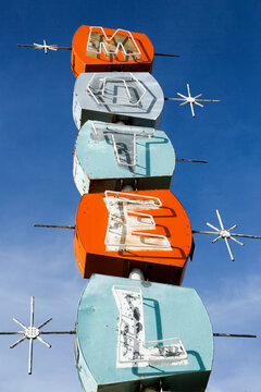 Old Motel sign. Mina, Nevada, USA