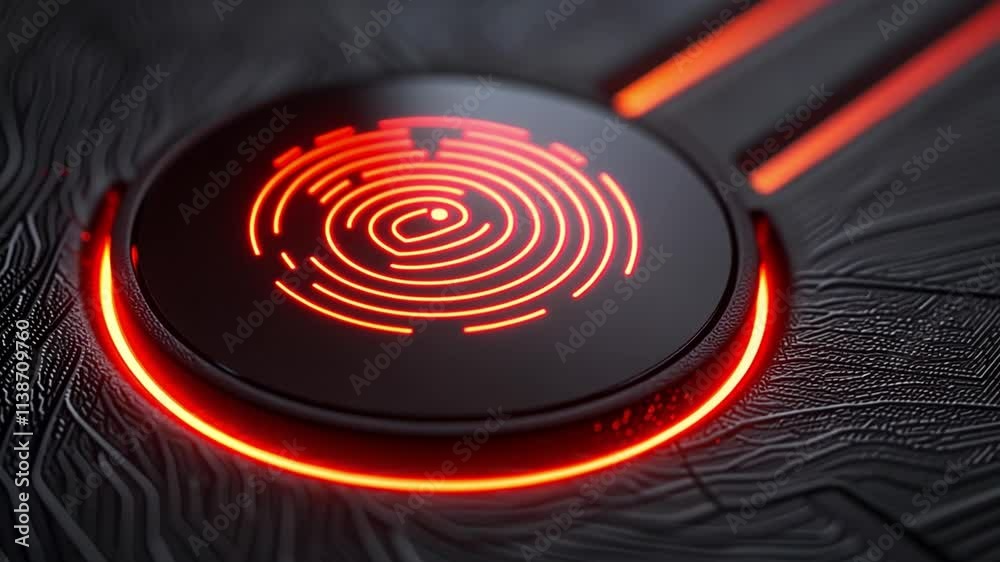 Poster This close-up shows a smart home device with a glowing fingerprint scanner, showcasing tech.