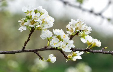 photos of flowering plum tree and plum flowers