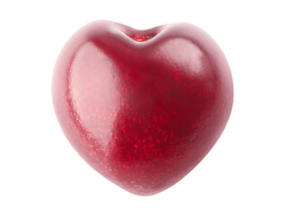 One heart shaped sweet cherry macro cutout