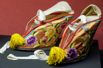 Lisbon, Portugal, Europe Embroidered Chinese shoes for bound feel.