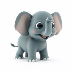 elephant 3d cartoon isolated on white background