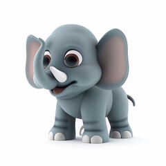 Naklejka premium elephant 3d cartoon isolated on white background