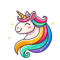 cute unicorn with stars and rainbow for kids. vector illustration isolated on white background for print