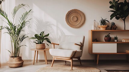 Beautiful Modern Living room Interior with furniture's ,mockup frame , posters, wall -3d Rendering