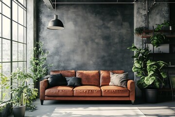 Beautiful Modern Living room Interior with furniture's ,mockup frame , posters, wall -3d Rendering