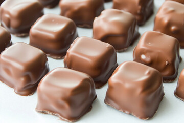 Obraz premium Chocolate pieces arranged on a clean surface