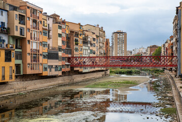 Pont de les Peixateries Velles (Eiffel Bridge), Girona, Catalonia. Spain.