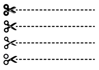 Fototapeta premium ハサミの切り取り線イラストセット