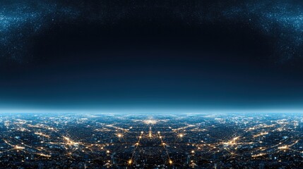 A vibrant smart city illuminated by sunset showcases advanced data structures and a network of connectivity amidst a clear blue sky