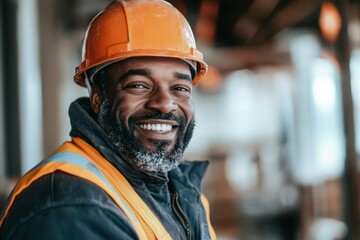 Portrait of a African American male construction worker
