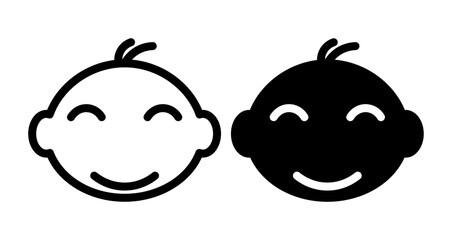 Baby Icons set in solid and thin line style