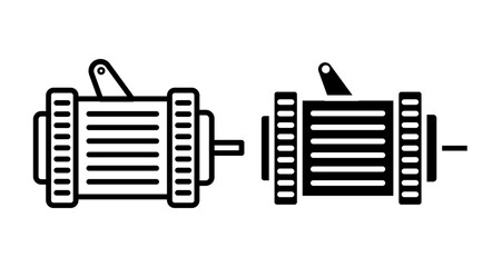 Car alternator Icons set in solid and thin line style