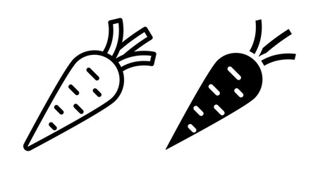 Carrot Icons set in solid and thin line style