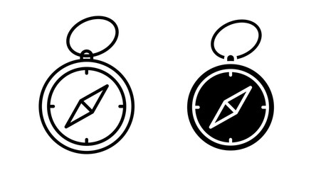 Compass icons set in black filled and outlined style