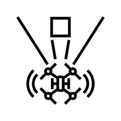obstacle detection aerial vehicle line icon vector. obstacle detection aerial vehicle sign. isolated contour symbol black illustration