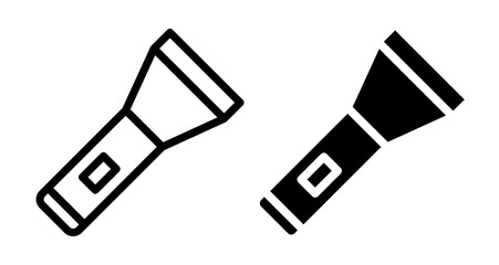 Flashlight Icons set in solid and thin line style