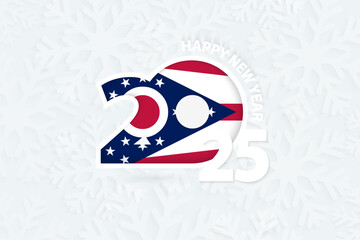 New Year 2025 for Ohio on snowflake background.