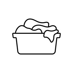 Laundry basket icon. Washing. Black outline linear silhouette. Editable strokes. Front side view. Vector simple flat graphic illustration. Isolated object on white background. Isolate.