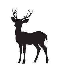 Silhouettes of deer on a white background