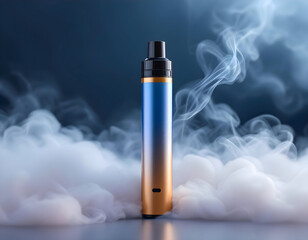 Modern Vape Device Emitting Vapor Against a Dark Background A Stunning Close-up Shot