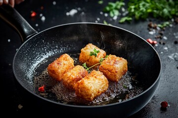 Crispy golden delights sizzling in a pan, bringing joy to home cooking adventures