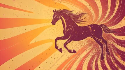 Abstract Golden Horse Galloping: Captivating Art Piece with Molten Gold Trails and Metallic Textures - Perfect for Sporty Interior Posters and Modern Decor