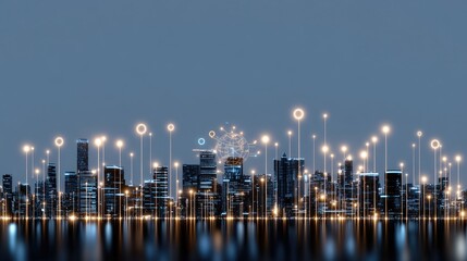 A vibrant digital cityscape with a futuristic globe, glowing tech elements, and modern buildings symbolizes innovation