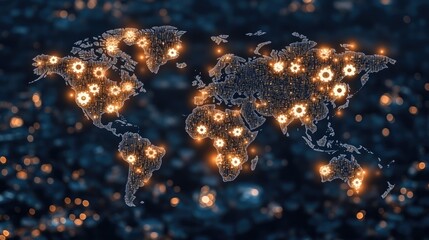 A vibrant digital cityscape with a futuristic globe, glowing tech elements, and modern buildings symbolizes innovation