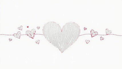 Elegant hand-drawn heart line art banner, perfect for Valentine's Day or romantic designs, design, valentine, elegant