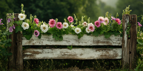 Weathered wooden fence wall flower wallpaper garden floral arrangement outdoor close-up nature beauty