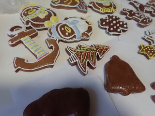 traditional christmass gingerbreads in various shapes