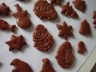 traditional christmass gingerbreads in various shapes