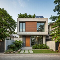modern house with garden