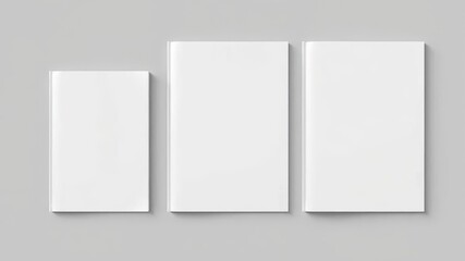 A mockup of a book cover featuring three different sizes for a variety of options, realistic, sizes, cover