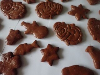 traditional christmass gingerbreads in various shapes