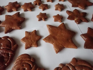 traditional christmass gingerbreads in various shapes