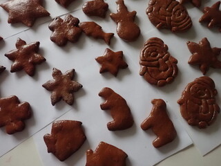 traditional christmass gingerbreads in various shapes