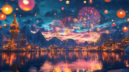 Fototapeta premium New Year Card for the Year 2025 with Beautiful Background