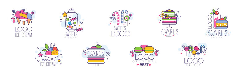 Sweet Treat and Dessert Logo and Badge Design Vector Set