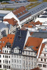 Leipzig, hervorstechendes Dach des alten Baarmann's Hof am Rathausmarkt