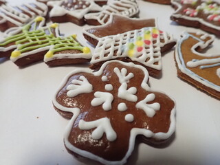 traditional christmass gingerbreads in various shapes