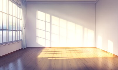 A simple, empty room with a white wall and natural wood floor, offering a perfect space for a design display or mockup