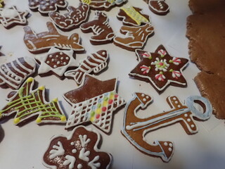 traditional christmass gingerbreads in various shapes